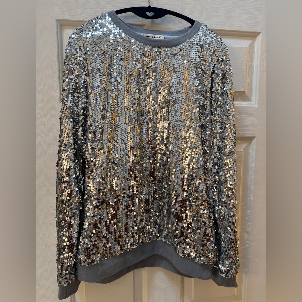 NWOT Silver Sequin Sweatshirt